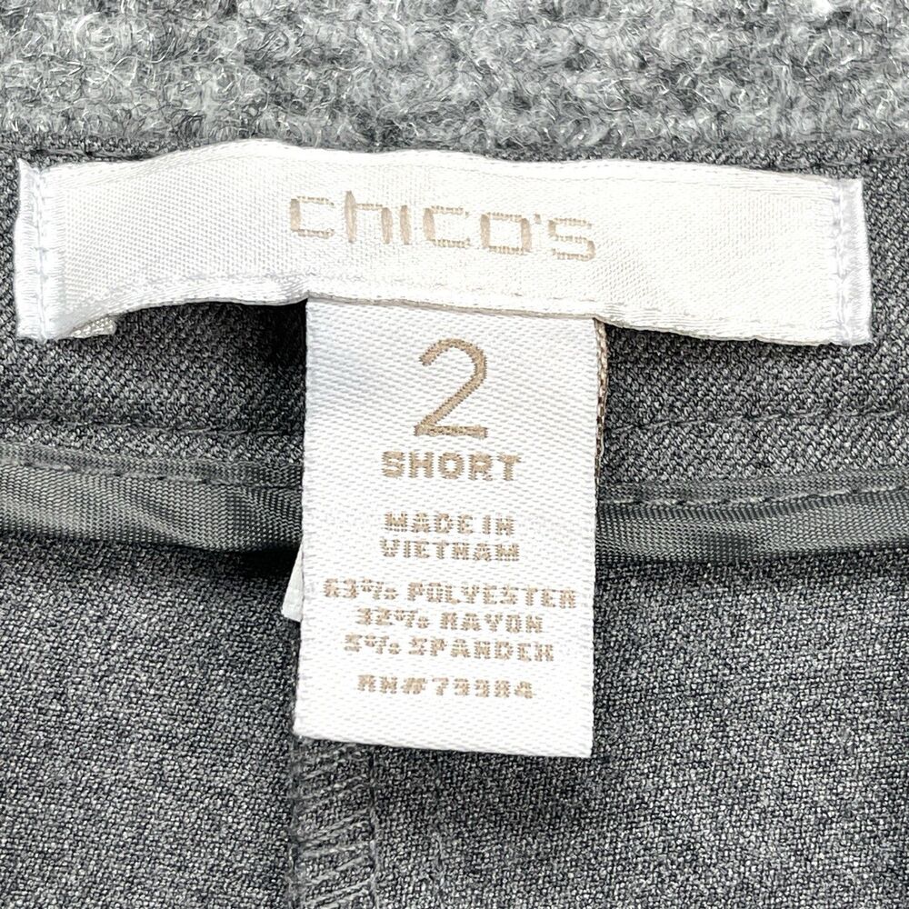 Chicos Trouser Dress Pants Sz 2 Short Womens Large Short Gray Stretch Flare Leg - Picture 5 of 12